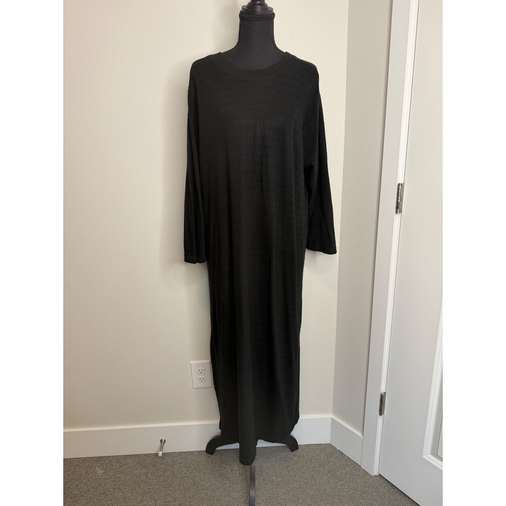 Gravel & Gold California Black Abby Swiss Dot Pointelle Maxi Dress Size XL